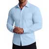 image:imageCOOFANDY Stretch Mens Dress Shirts Wrinkle Free Long Sleeve Dress Shirt Muscle Fit Button Down ShirtLight Blue