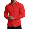 image:imageCOOFANDY Stretch Mens Dress Shirts Wrinkle Free Long Sleeve Dress Shirt Muscle Fit Button Down ShirtRed