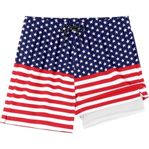 image:imageCOOFANDY Men Swim Trunk with Compression Liner 2 in 1 Swimwear Bathing Suit Quick Dry Board ShortPrint American Flag