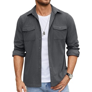 image:imageCOOFANDY Mens Button Down Waffle Shirt Jacket Casual Long Sleeve Shacket Lightweight Overshirts with Flap PocketsDark Gray