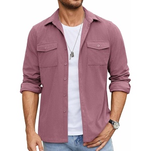 image:imageCOOFANDY Mens Button Down Waffle Shirt Jacket Casual Long Sleeve Shacket Lightweight Overshirts with Flap PocketsGray Purple