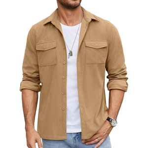 image:imageCOOFANDY Mens Button Down Waffle Shirt Jacket Casual Long Sleeve Shacket Lightweight Overshirts with Flap PocketsKhaki