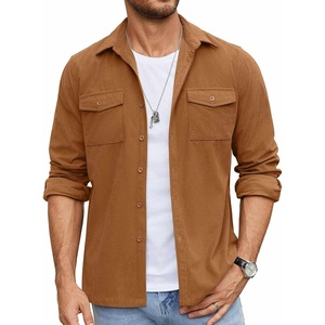 image:imageCOOFANDY Mens Button Down Waffle Shirt Jacket Casual Long Sleeve Shacket Lightweight Overshirts with Flap PocketsLight Brown