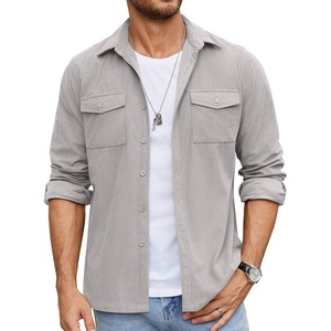 image:imageCOOFANDY Mens Button Down Waffle Shirt Jacket Casual Long Sleeve Shacket Lightweight Overshirts with Flap PocketsLight Gray