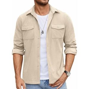 image:imageCOOFANDY Mens Button Down Waffle Shirt Jacket Casual Long Sleeve Shacket Lightweight Overshirts with Flap PocketsLight Khaki