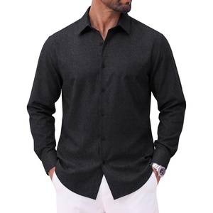 image:imageCOOFANDY Mens Casual Button Down Shirts Long Sleeve Untucked Shirts Vintage Denim Dress ShirtGreytextured