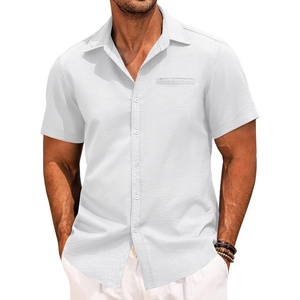 image:imageCOOFANDY Mens Casual Linen Shirt Short Sleeve Button Down Shirt Summer Beach Hawaiian ShirtsWhite