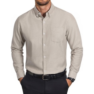 image:imageCOOFANDY Mens Cotton Oxford Shirt Long Sleeve Dress Shirt Button Down Work Casual Shirts with PocketLight Khaki