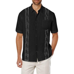 image:imageCOOFANDY Mens Cuban Guayabera Shirt Short Sleeve Linen Button Down Shirts Casual Summer Beach TopsBlack