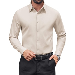 image:imageCOOFANDY Mens Dress Shirts Long Sleeve Stain Shield Button Down Shirt Regular Fit Formal Business Wedding ShirtsBeige