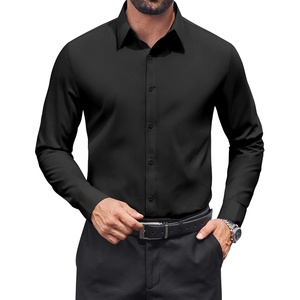 image:imageCOOFANDY Mens Dress Shirts Long Sleeve Stain Shield Button Down Shirt Regular Fit Formal Business Wedding ShirtsBlack