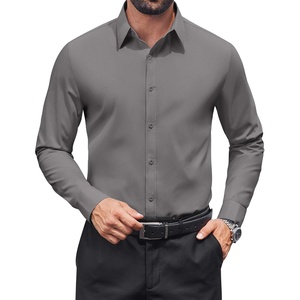 image:imageCOOFANDY Mens Dress Shirts Long Sleeve Stain Shield Button Down Shirt Regular Fit Formal Business Wedding ShirtsDark Grey