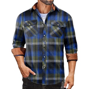 image:imageCOOFANDY Mens Fall Plaid Button Down Shirt Long Sleeve Casual Cowboy Work Shirts Lightweight Flannel Shirts Two PocketA Plaidgreen Blue Plaid