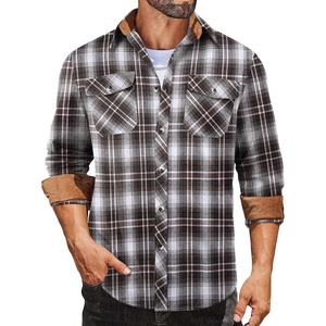 image:imageCOOFANDY Mens Fall Plaid Button Down Shirt Long Sleeve Casual Cowboy Work Shirts Lightweight Flannel Shirts Two PocketPlaidbrown White Plaid