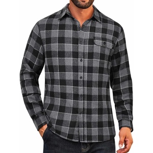 image:imageCOOFANDY Mens Flannel Plaid Shirts Long Sleeve Casual Button Down Cotton Shirt with PocketBlack Grey Plaid