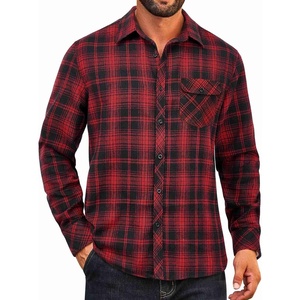 image:imageCOOFANDY Mens Flannel Plaid Shirts Long Sleeve Casual Button Down Cotton Shirt with PocketBlack Red Plaid