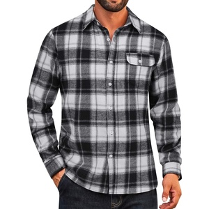 image:imageCOOFANDY Mens Flannel Plaid Shirts Long Sleeve Casual Button Down Cotton Shirt with PocketBlack White Plaid