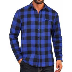 image:imageCOOFANDY Mens Flannel Plaid Shirts Long Sleeve Casual Button Down Cotton Shirt with PocketBlue Black Plaid
