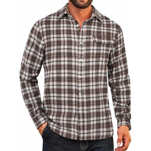 image:imageCOOFANDY Mens Flannel Plaid Shirts Long Sleeve Casual Button Down Cotton Shirt with PocketBrown White Plaid