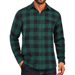 image:imageCOOFANDY Mens Flannel Plaid Shirts Long Sleeve Casual Button Down Cotton Shirt with PocketGreen Black Plaid