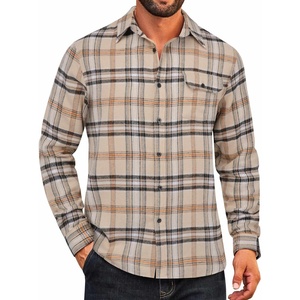 image:imageCOOFANDY Mens Flannel Plaid Shirts Long Sleeve Casual Button Down Cotton Shirt with PocketKhaki Black Plaid
