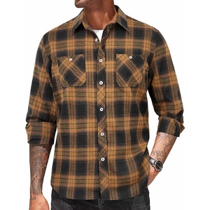 image:imageCOOFANDY Mens Flannel Plaid Shirts Long Sleeve Casual Button Down Shirt with PocketsBlack Brown