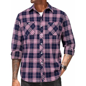 image:imageCOOFANDY Mens Flannel Plaid Shirts Long Sleeve Casual Button Down Shirt with PocketsBlack Pink Plaid