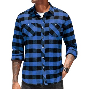 image:imageCOOFANDY Mens Flannel Plaid Shirts Long Sleeve Casual Button Down Shirt with PocketsBlue