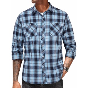 image:imageCOOFANDY Mens Flannel Plaid Shirts Long Sleeve Casual Button Down Shirt with PocketsBlue Black Plaid