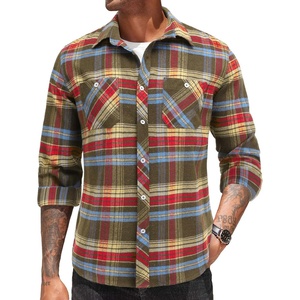 image:imageCOOFANDY Mens Flannel Plaid Shirts Long Sleeve Casual Button Down Shirt with PocketsBrown Red