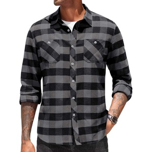image:imageCOOFANDY Mens Flannel Plaid Shirts Long Sleeve Casual Button Down Shirt with PocketsDark Grey