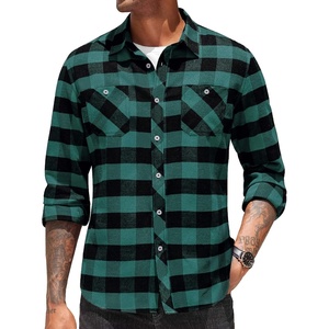 image:imageCOOFANDY Mens Flannel Plaid Shirts Long Sleeve Casual Button Down Shirt with PocketsGreen