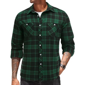 image:imageCOOFANDY Mens Flannel Plaid Shirts Long Sleeve Casual Button Down Shirt with PocketsGreen Black