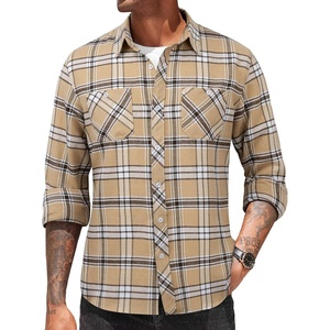image:imageCOOFANDY Mens Flannel Plaid Shirts Long Sleeve Casual Button Down Shirt with PocketsKhaki