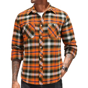 image:imageCOOFANDY Mens Flannel Plaid Shirts Long Sleeve Casual Button Down Shirt with PocketsOrange Green