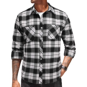 image:imageCOOFANDY Mens Flannel Plaid Shirts Long Sleeve Casual Button Down Shirt with PocketsWhite Black Plaid