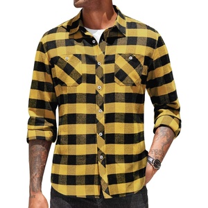 image:imageCOOFANDY Mens Flannel Plaid Shirts Long Sleeve Casual Button Down Shirt with PocketsYellow