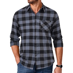 image:imageCOOFANDY Mens Flannel Shirts Long Sleeve Button Down Plaid Shirt Lightweight ShirtBlack  Grey