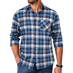 image:imageCOOFANDY Mens Flannel Shirts Long Sleeve Button Down Plaid Shirt Lightweight ShirtBlue  Navy Blue
