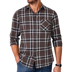 image:imageCOOFANDY Mens Flannel Shirts Long Sleeve Button Down Plaid Shirt Lightweight ShirtBrown White Black