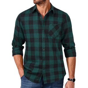 image:imageCOOFANDY Mens Flannel Shirts Long Sleeve Button Down Plaid Shirt Lightweight ShirtGreen  Black