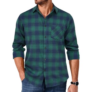 image:imageCOOFANDY Mens Flannel Shirts Long Sleeve Button Down Plaid Shirt Lightweight ShirtGreen  Blue