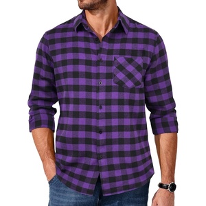 image:imageCOOFANDY Mens Flannel Shirts Long Sleeve Button Down Plaid Shirt Lightweight ShirtPurple  Black