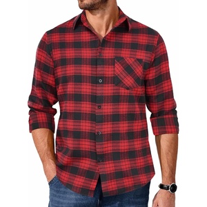 image:imageCOOFANDY Mens Flannel Shirts Long Sleeve Button Down Plaid Shirt Lightweight ShirtRed  Black