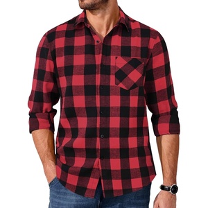 image:imageCOOFANDY Mens Flannel Shirts Long Sleeve Button Down Plaid Shirt Lightweight ShirtRed  Black Plaid