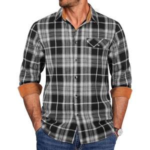 image:imageCOOFANDY Mens Flannel Shirts Long Sleeve Button Down Shirt Casual Shirts Work Shirts for MenWhiteBlack Plaid
