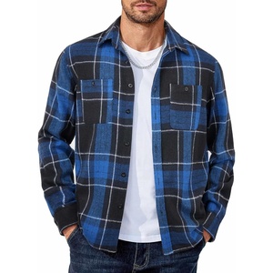 image:imageCOOFANDY Mens Flannel Shirts Long Sleeve Casual Cotton Plaid Button Down Shirt Jacket with PocketsBlackblue Plaid