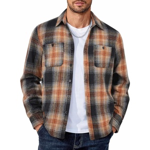 image:imageCOOFANDY Mens Flannel Shirts Long Sleeve Casual Cotton Plaid Button Down Shirt Jacket with PocketsBlackorange Plaid