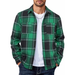 image:imageCOOFANDY Mens Flannel Shirts Long Sleeve Casual Cotton Plaid Button Down Shirt Jacket with PocketsGreenblack Plaid