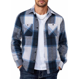image:imageCOOFANDY Mens Flannel Shirts Long Sleeve Casual Cotton Plaid Button Down Shirt Jacket with PocketsNavy Blue Plaid